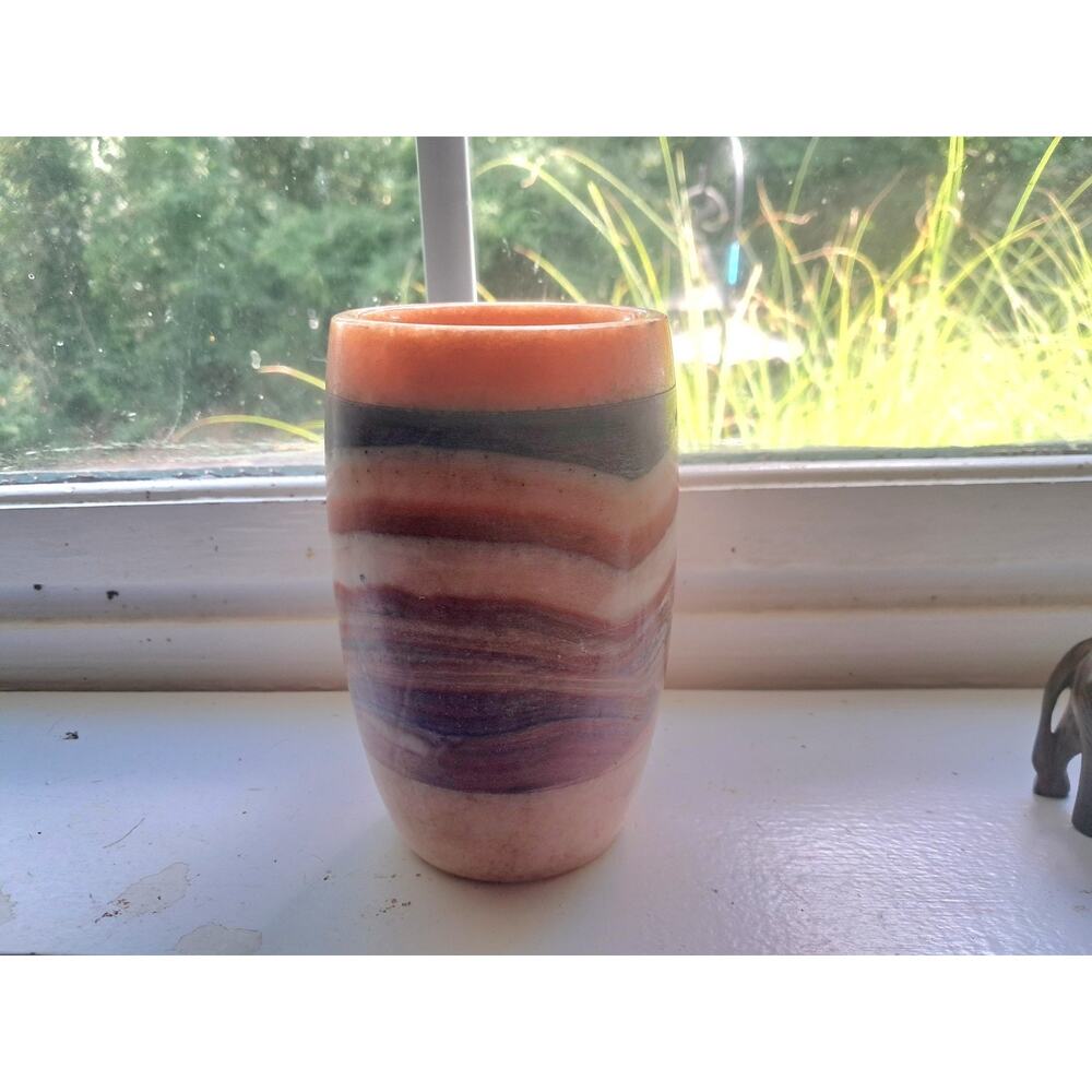 Gorgeous Vase 4" Tall From Whole Colorful Stone . Clean. Vintage.